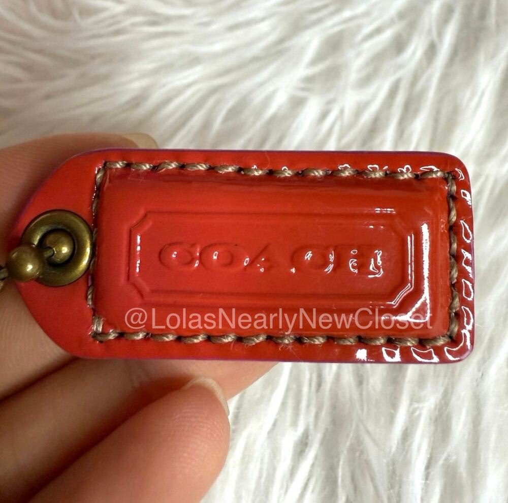 1.5" y2k COACH Patent Leather Fob Bag Charm Hang tag Hangtag